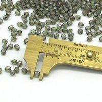 4mm Faceted Rounds, Moss Green Luminescent Czech Glass Beads (100)