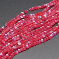 4mm Triangular Beads, Matte Ruby AB Small Flat Red Czech Pressed Glass Spacers