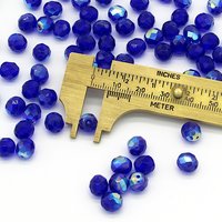8mm Glass Beads, Faceted Rounds, Cobalt AB Czech Fire Polished Iridescent Blue Spacers