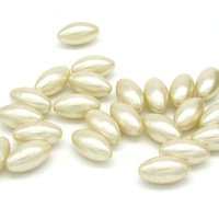 18.5x10mm Tapered Oval Plastic Beads, Vintage Cream Faux Pearls