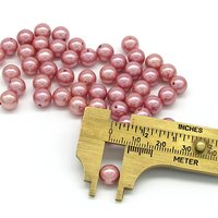 8mm Vintage Plastic Pearl Beads, Rose Pink