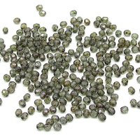 4mm Faceted Rounds, Moss Green Luminescent Czech Glass Beads (100)