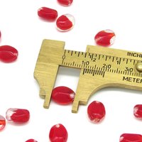 11x8.5mm Pinched Oval Beads with Red Givre