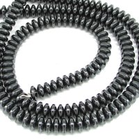 Non-Magnetic Hematite 9mm Convex Saucer Beads, Dark Gray 9x4mm Semiprecious Gemstone Rondelles