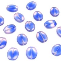 17x14.5mm Flat Oval Window Beads, Sapphire and Light Rose Czech Glass (16)