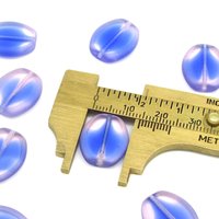 17x14.5mm Flat Oval Window Beads, Sapphire and Light Rose Czech Glass (16)