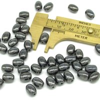 Gunmetal Glass Beads, 9x6.5mm Ovals