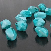 14x8mm Twisted Oval Beads, Aqua Givre Czech Pressed Glass Barrels (36)