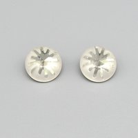14mm Sea Urchin Carved Rivoli, Crystal Silver Shade Partially Frosted Round Stone, Foiled Point Back (2)