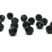 8.5mm Faceted Rounds, Opaque Jet Black Machine Cut Czech Glass Beads (20)