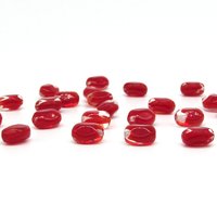 11x8.5mm Pinched Oval Beads with Red Givre