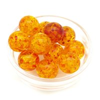 Speckled Orange Resin Beads, 16mm Smooth Ball Spacers