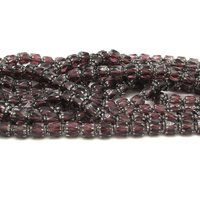 6mm Octagonal Crown Cathedral Beads, Translucent Amethyst with Antique Silver Etching