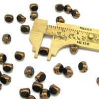 8mm Jet and Bronze Tri-Cut Window Beads