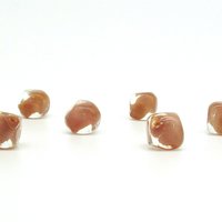15mm Brown Glass Cube Beads, Vintage Lampwork Nuggets