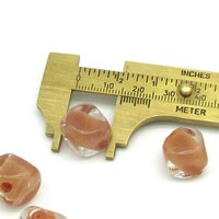 15mm Brown Glass Cube Beads, Vintage Lampwork Nuggets