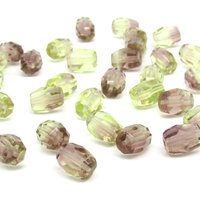 10x8mm Faceted Oval Beads, 2-Tone Amethyst & Olivine Czech Glass Barrels
