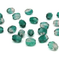 10x8mm Faceted Oval Beads, Two-Tone Green and Purple Czech Glass Barrels