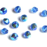 Vintage 8mm Sapphire AB Faceted Crystal Beads