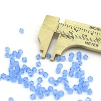 Vintage 4mm Bicone Beads, Light Sapphire Machine Cut Crystal Spacers