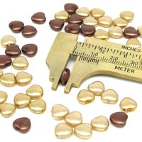 8mm Heart Beads, Opaque Pearlized Czech Glass Spacers