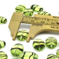 16mm Flat Oval Beads, Green and Brown Striped Glass