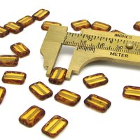 12x8mm Flat Rectangle Beads, Light Brown Picasso