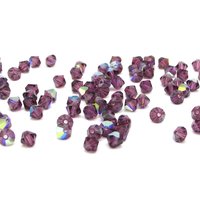 4mm Amethyst AB Bicone Machine Cut Crystal Beads