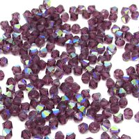 4mm Amethyst AB Bicone Machine Cut Crystal Beads