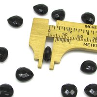11x10mm Flat Teardrop Briolettes, Jet Black Faceted Czech Glass Beads