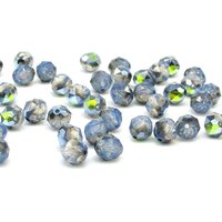 6mm Faceted Round Beads, White Opal Starshine Machine Cut Crystal (22)