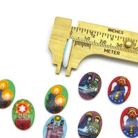 18x13mm Flat Oval Cabochons, Vintage Christmas Limoge Assortment