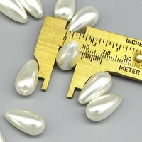 18.5x10mm Teardrops, Vintage Plastic Faux Pearl Beads