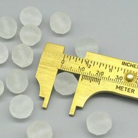 12mm Faceted Round Beads, Matte Crystal Fire Polished Czech Glass