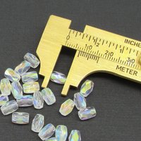 7x5mm Faceted Oval Barrels, Crystal AB Fire Polished Czech Glass Beads