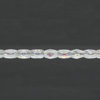 7x5mm Faceted Oval Barrels, Crystal AB Fire Polished Czech Glass Beads