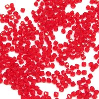 Vintage 4mm Faceted Bicones, Light Siam Red Vintage Machine Cut Crystal Beads