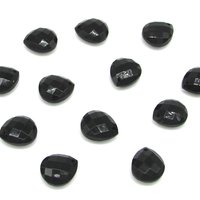 11x10mm Flat Teardrop Briolettes, Jet Black Faceted Czech Glass Beads