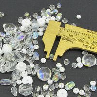 Clear Czech Glass Bead Mix, Fire Polished Faceted Rounds and Barrels, 120 pcs