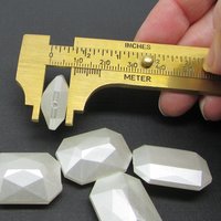 White Pearlized Octagon Beads, Vintage 25x18mm Plastic Baguettes