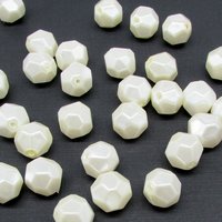 Vintage Cream Lustre Faceted Beads