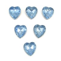 15mm Light Sapphire Heart Rhinestones, Vintage Point Back Glass Gems (12)