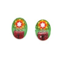 18x13mm Flat Oval Cabochons, Vintage Christmas Limoge Assortment