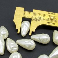 Vintage Teardrop Beads, Large Textured Plastic Pearls