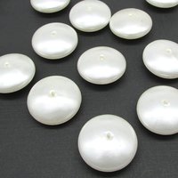 12x26.5mm Rondelle Saucer Beads, Vintage White Plastic Pearls