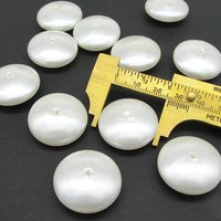 12x26.5mm Rondelle Saucer Beads, Vintage White Plastic Pearls