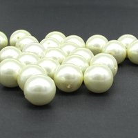 14mm Round Faux Pearls, Vintage Opaque Cream Glass Lustre Beads