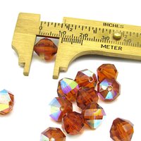 10mm Faceted Octagon Beads, Vintage Topaz AB Machine Cut Crystal