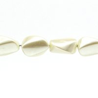 Cream Lustre 17.5x13mm Twist Beads, Vintage Plastic Pearls