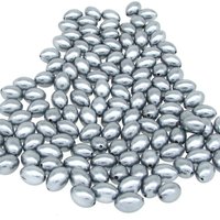 11.5x8mm Oval Pearlized Beads,  Vintage Dark Gray Tapered Barrels